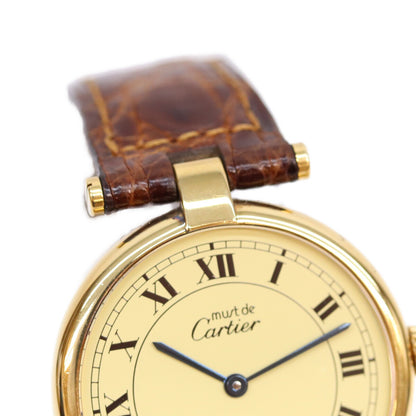 Cartier カルティエ 90s 925 マストヴァンドームヴェルメイユLM アイボリーローマ文字盤 QZ 時計 腕時計