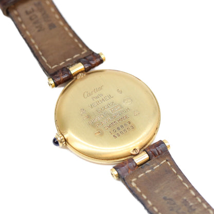 Cartier カルティエ 90s 925 マストヴァンドームヴェルメイユLM アイボリーローマ文字盤 QZ 時計 腕時計