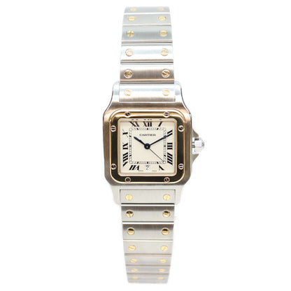 Cartier カルティエ 80-90s W20011C4 サントスガルベLM アイボリー文字盤 デイト SS QZ 時計 腕時計