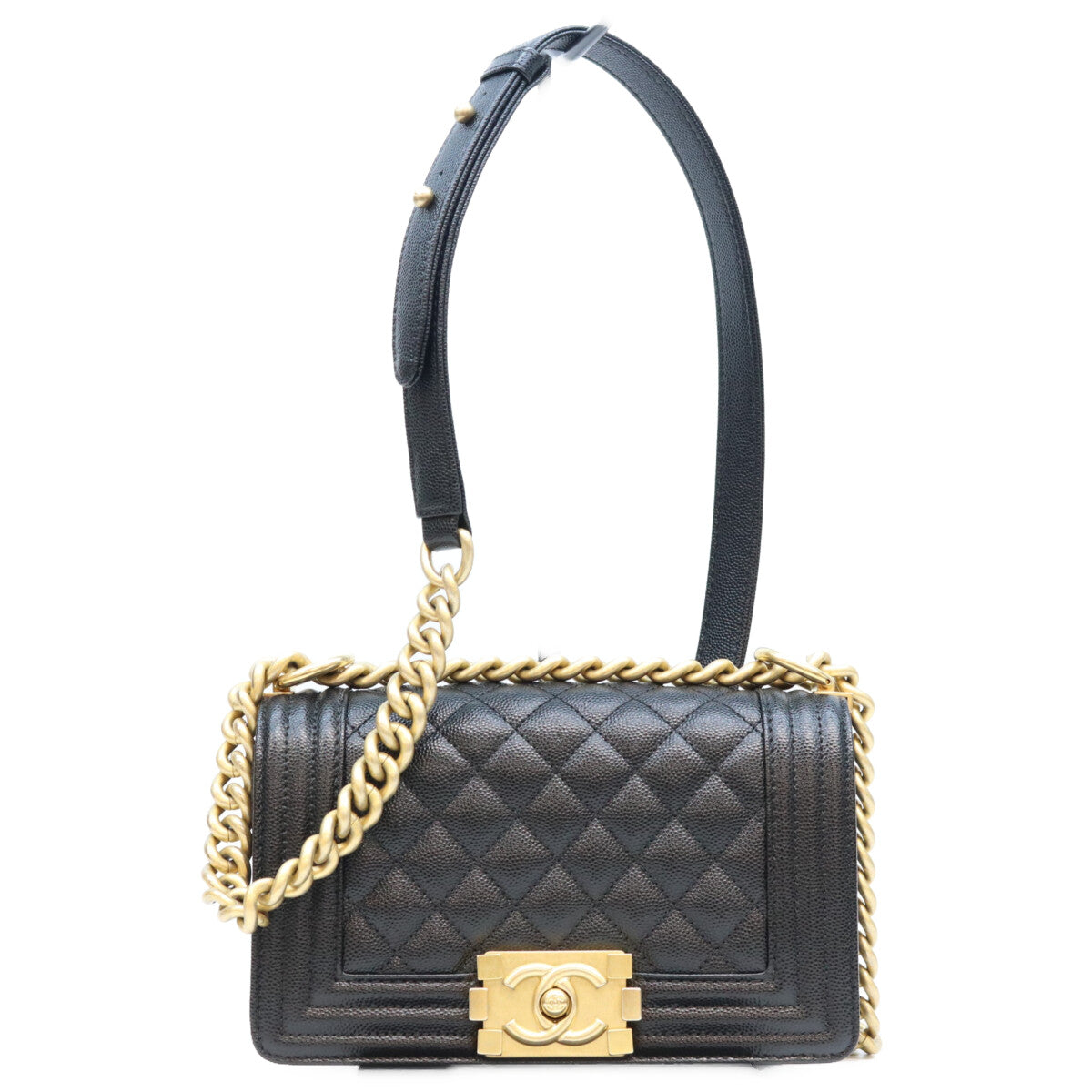 CHANEL シャネル A67085 黒 キャビア ゴールド金具 ボーイシャネル20スモール バッグ ショルダーバッグ