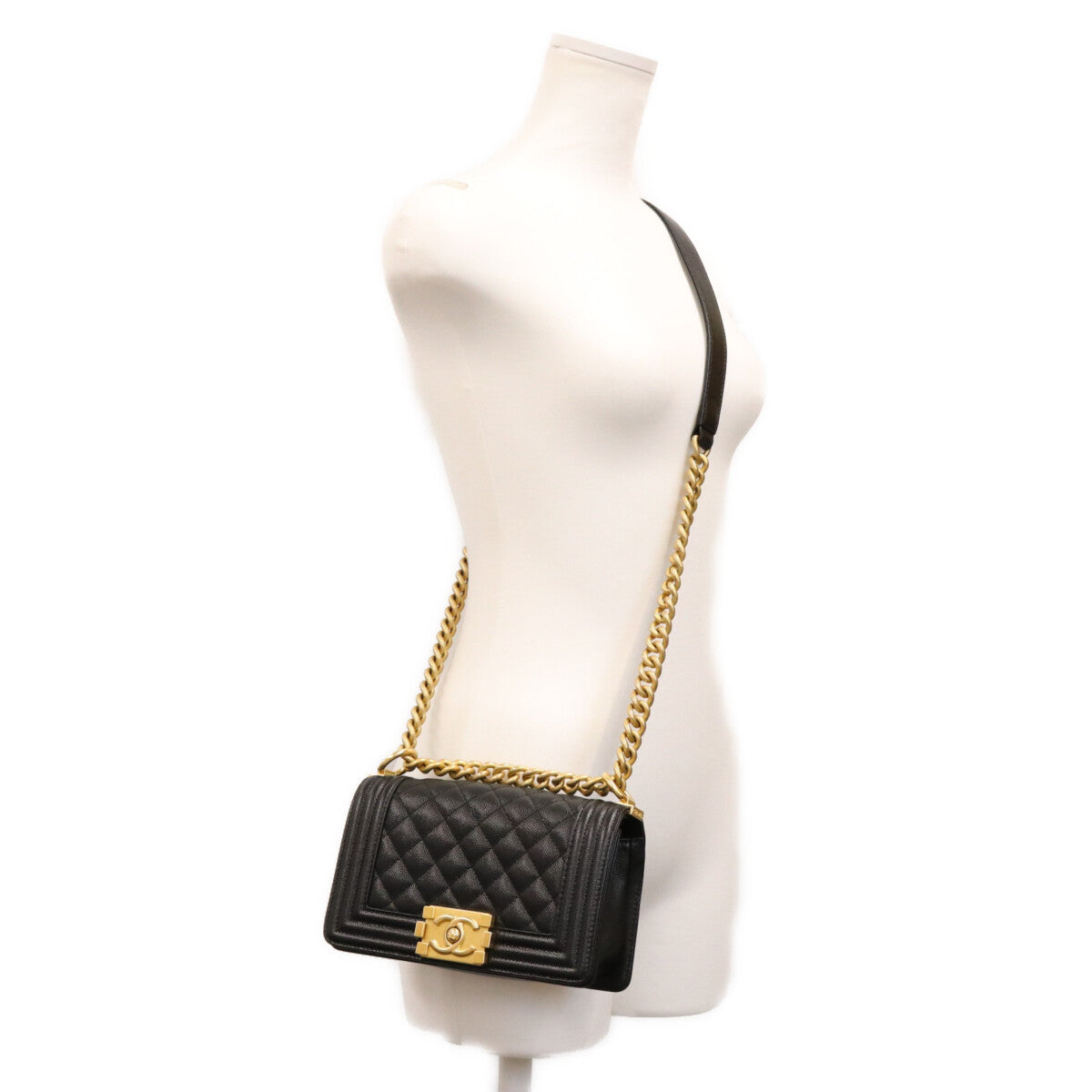 CHANEL シャネル A67085 黒 キャビア ゴールド金具 ボーイシャネル20スモール バッグ ショルダーバッグ