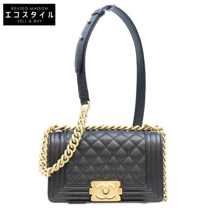 CHANEL シャネル A67085 黒 キャビア ゴールド金具 ボーイシャネル20スモール バッグ ショルダーバッグ