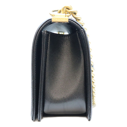 CHANEL シャネル A67086 黒 キャビア ゴールド金具 ボーイシャネル25 ミディアム バッグ ショルダーバッグ