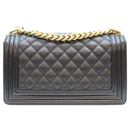 CHANEL シャネル A67086 黒 キャビア ゴールド金具 ボーイシャネル25 ミディアム バッグ ショルダーバッグ