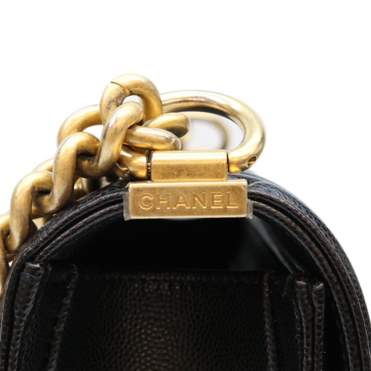 CHANEL シャネル A67086 黒 キャビア ゴールド金具 ボーイシャネル25 ミディアム バッグ ショルダーバッグ
