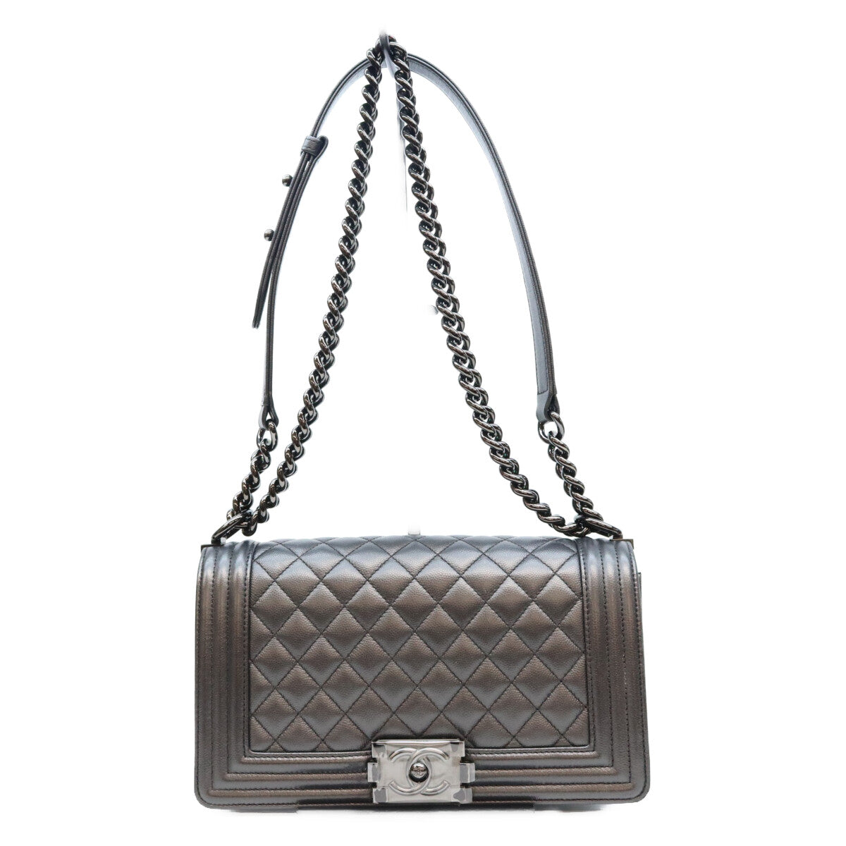 CHANEL シャネル 24番 A67086 黒 キャビア ソーブラック金具 ボーイシャネル25 ミディアム バッグ ショルダーバッグ