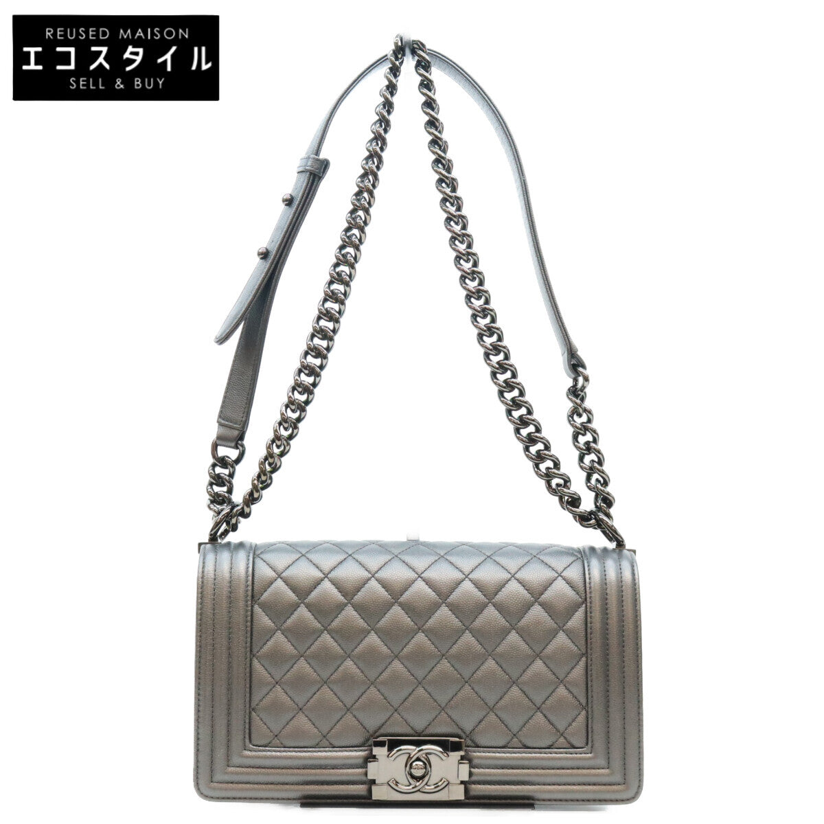 CHANEL シャネル 24番 A67086 黒 キャビア ソーブラック金具 ボーイシャネル25 ミディアム バッグ ショルダーバッグ
