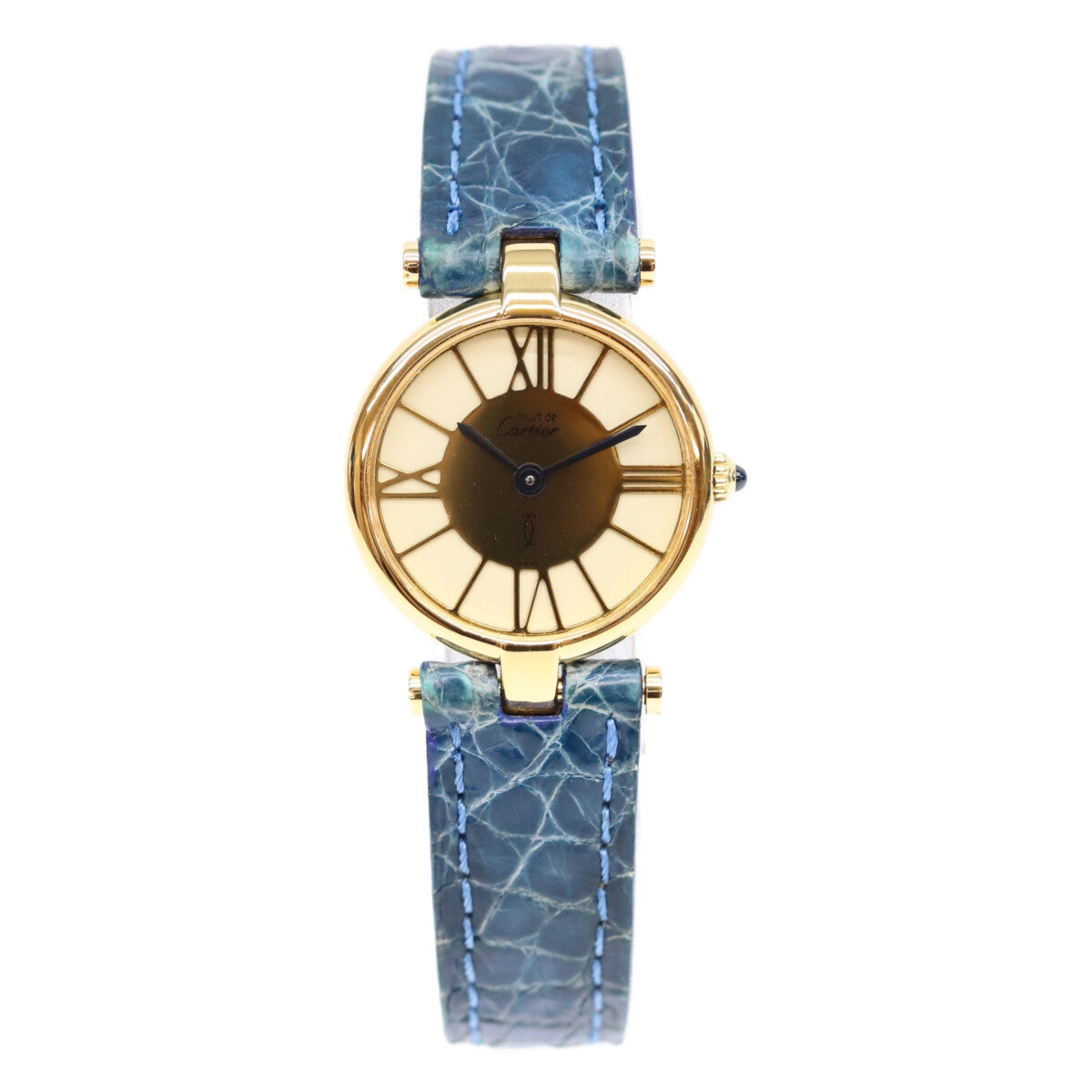 Cartier カルティエ 80-90s 925 マストヴァンドームSM ヴェルメイユ クロコ クロワゾネ文字盤 QZ 時計 腕時計
