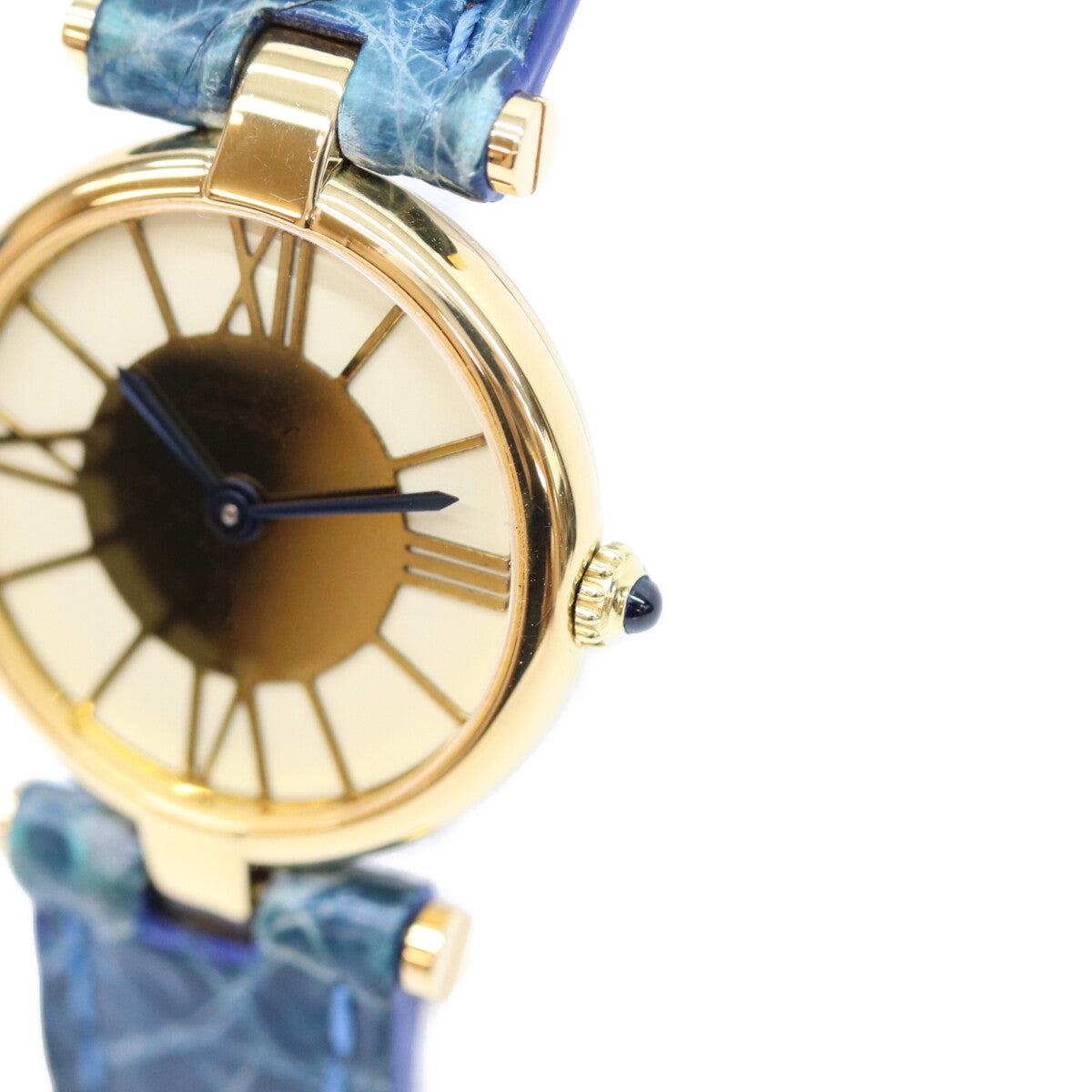 Cartier カルティエ 80-90s 925 マストヴァンドームSM ヴェルメイユ クロコ クロワゾネ文字盤 QZ 時計 腕時計
