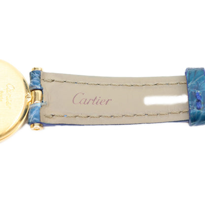 Cartier カルティエ 80-90s 925 マストヴァンドームSM ヴェルメイユ クロコ クロワゾネ文字盤 QZ 時計 腕時計