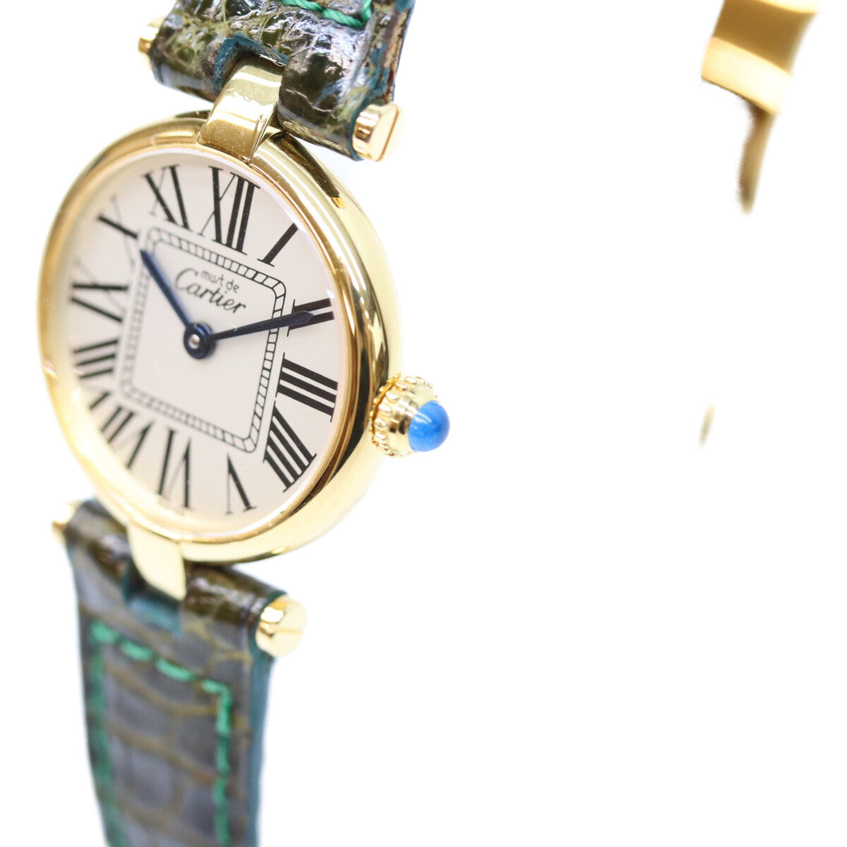 Cartier カルティエ 94年 925 マストヴァンドームヴェルメイユSM クロコ シルバーオパラン文字盤 QZ 時計 腕時計