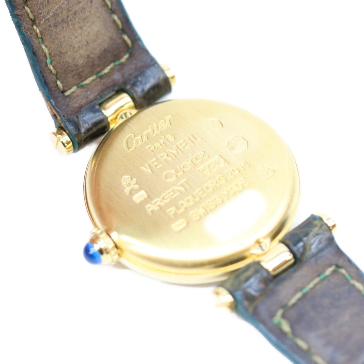 Cartier カルティエ 94年 925 マストヴァンドームヴェルメイユSM クロコ シルバーオパラン文字盤 QZ 時計 腕時計