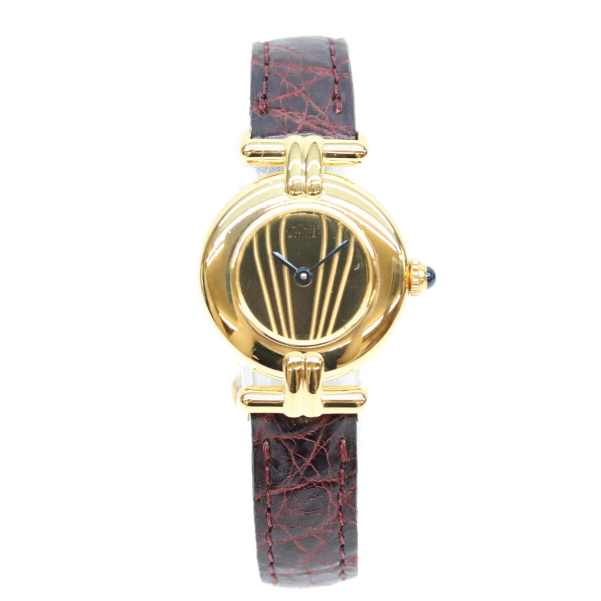 Cartier カルティエ 90s 925 マストコリゼSM ヴェルメイユ クロコ ゴールド文字盤 QZ 時計 腕時計