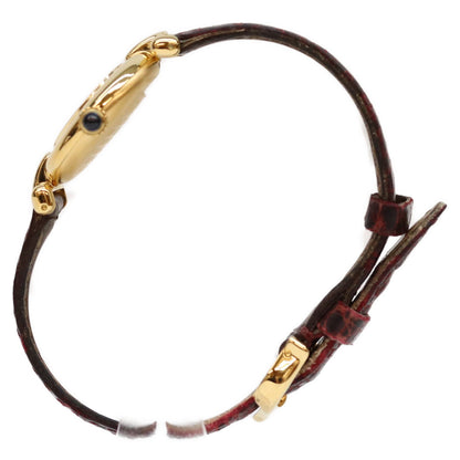 Cartier カルティエ 90s 925 マストコリゼSM ヴェルメイユ クロコ ゴールド文字盤 QZ 時計 腕時計