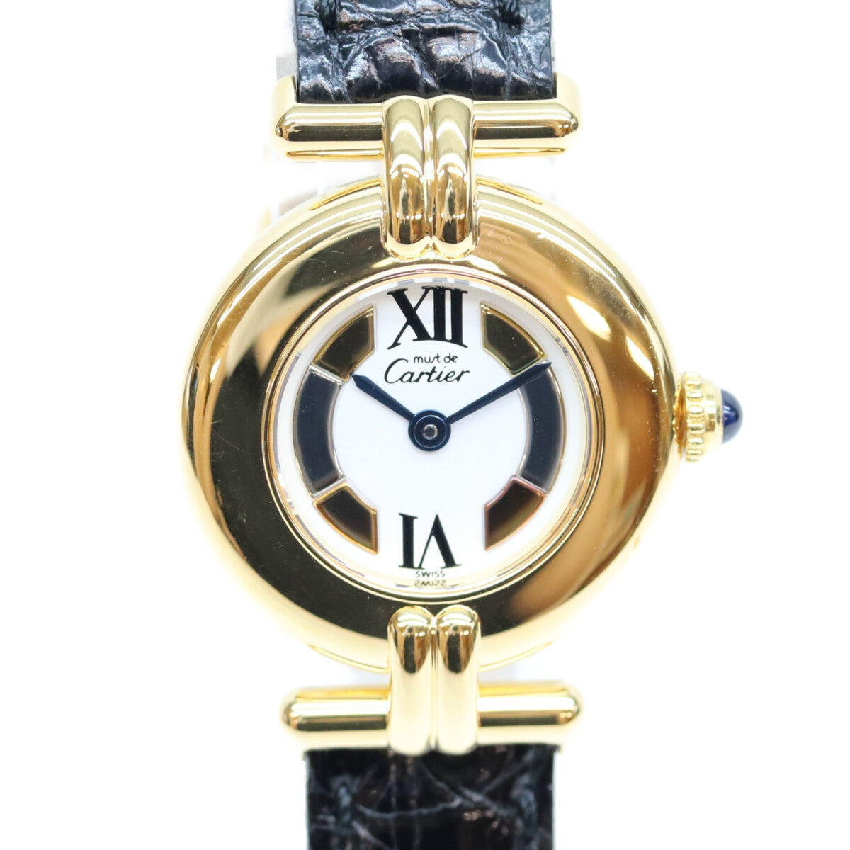 Cartier カルティエ 90s W1006654 925 マストコリゼSM ヴェルメイユ クロコ サイドトリニティ文字盤 QZ 時計 腕時計