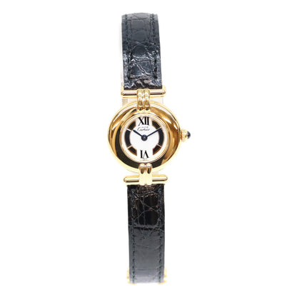 Cartier カルティエ 90s W1006654 925 マストコリゼSM ヴェルメイユ クロコ サイドトリニティ文字盤 QZ 時計 腕時計