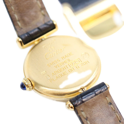 Cartier カルティエ 90s W1006654 925 マストコリゼSM ヴェルメイユ クロコ サイドトリニティ文字盤 QZ 時計 腕時計