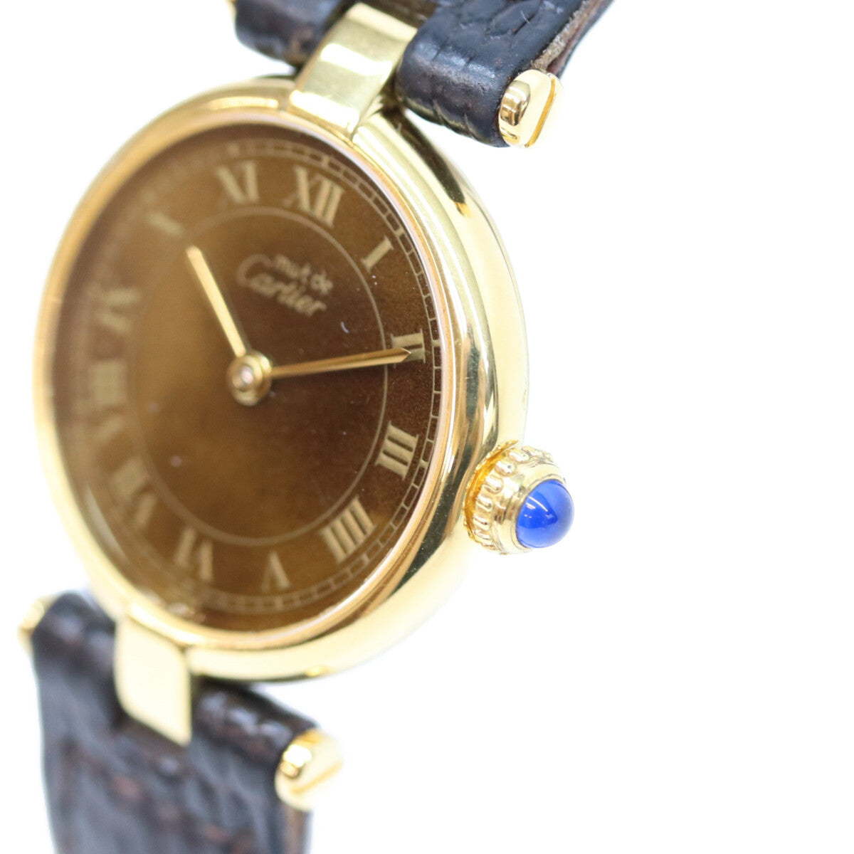 Cartier カルティエ 80-90s 925 マストヴァンドームSM ヴェルメイユ マホガニーブラウン文字盤 QZ 時計 腕時計