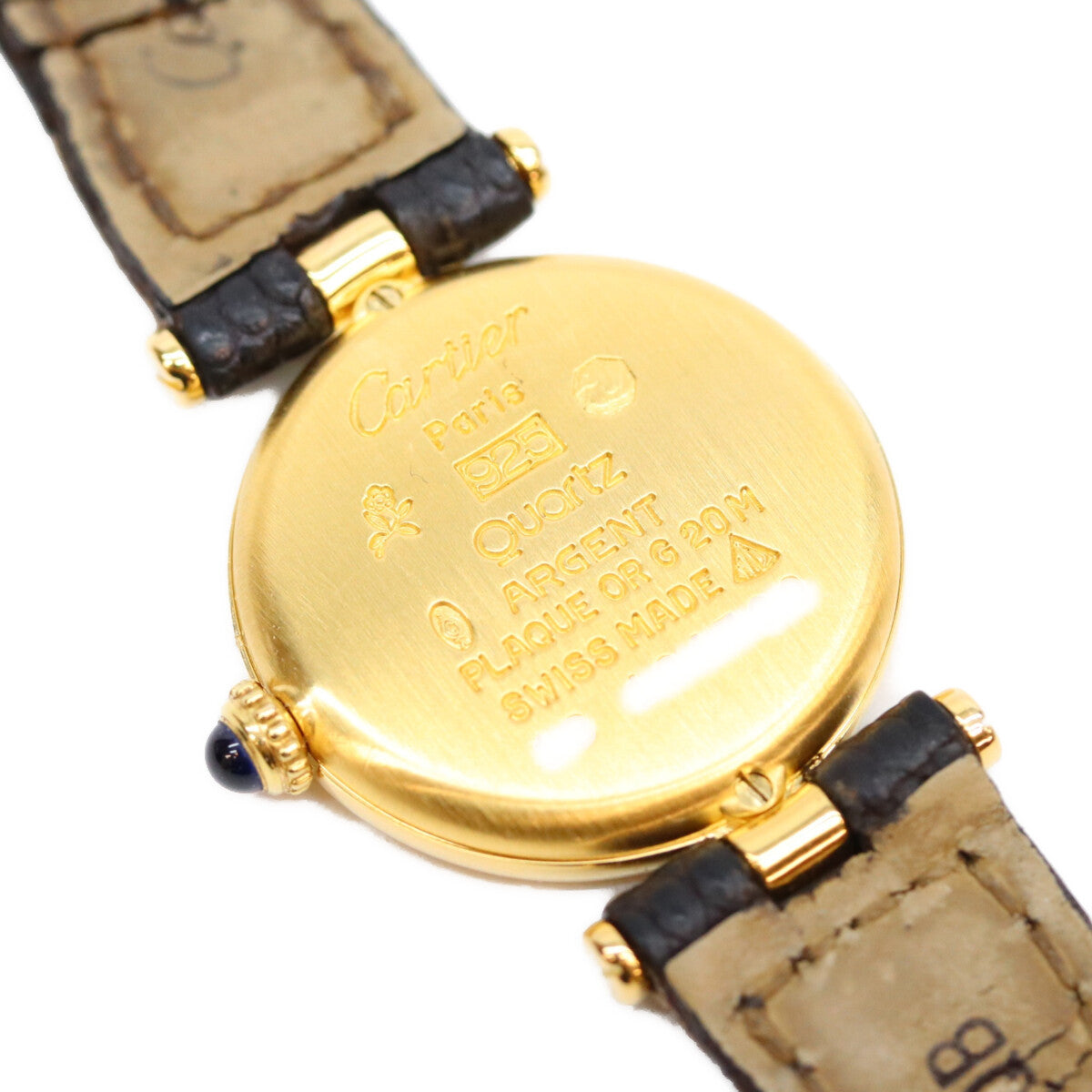 Cartier カルティエ 80-90s 925 マストヴァンドームSM ヴェルメイユ マホガニーブラウン文字盤 QZ 時計 腕時計