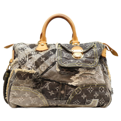 LOUIS VUITTON ルイヴィトン 07年 M95381 モノグラムデニム パッチワーク 黒 スピーデ30 ボストンバッグ ボストンバッグ