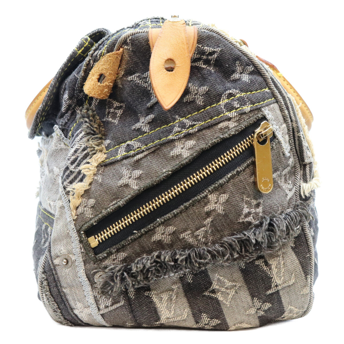 LOUIS VUITTON ルイヴィトン 07年 M95381 モノグラムデニム パッチワーク 黒 スピーデ30 ボストンバッグ ボストンバッグ