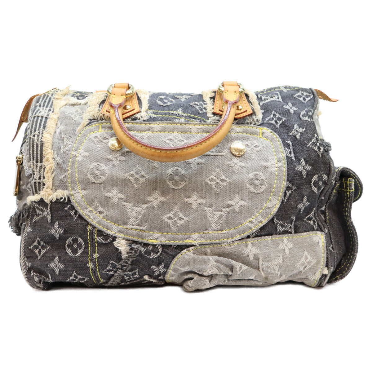 LOUIS VUITTON ルイヴィトン 07年 M95381 モノグラムデニム パッチワーク 黒 スピーデ30 ボストンバッグ ボストンバッグ