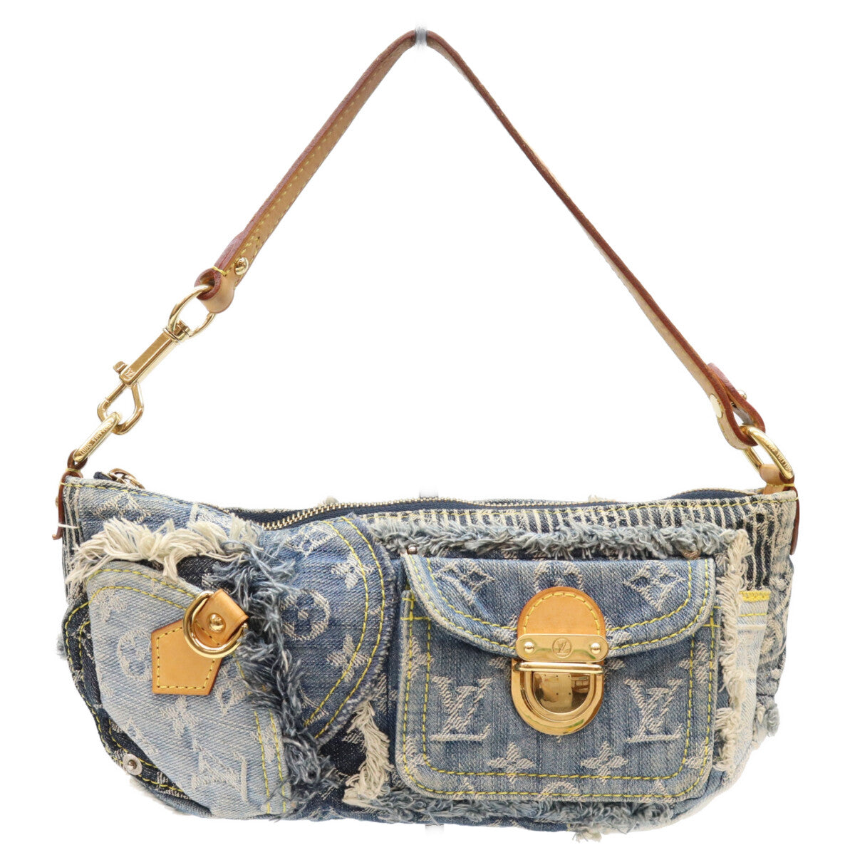 LOUIS VUITTON ルイヴィトン 07年 M95382 モノグラムデニム パッチワーク ブルー パウチィ ショルダーバッグ ショルダーバッグ