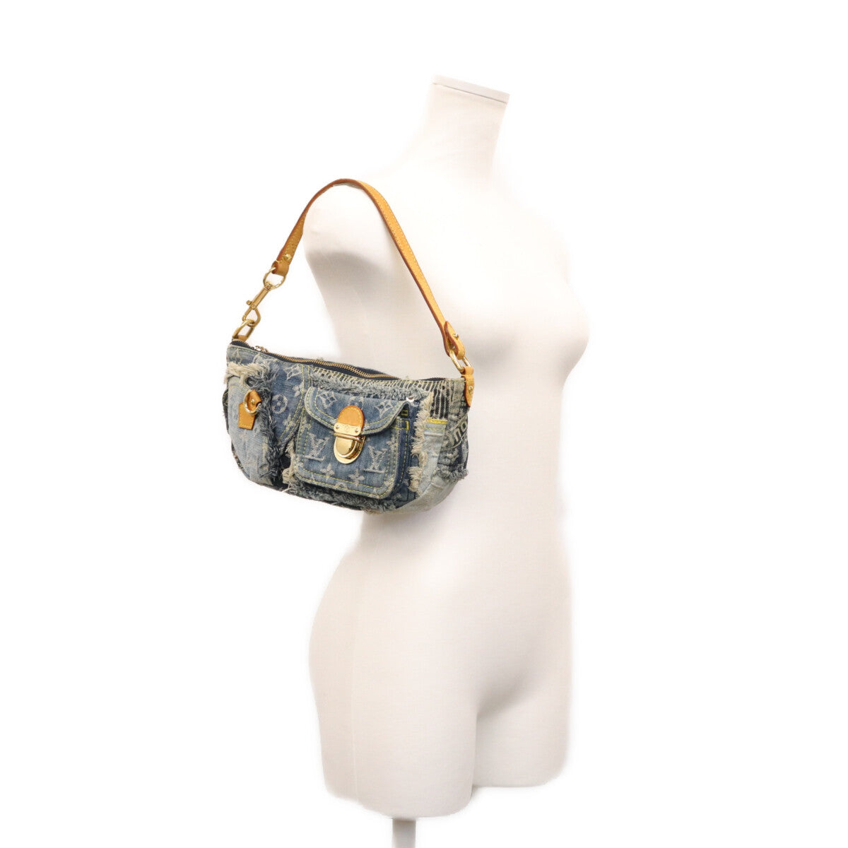 LOUIS VUITTON ルイヴィトン 07年 M95382 モノグラムデニム パッチワーク ブルー パウチィ ショルダーバッグ ショルダーバッグ