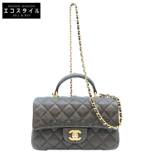 CHANEL シャネル 31番 AS2431 黒 キャビア ゴールド金具 トップハンドルミニマトラッセ20 ショルダーバッグ ショルダーバッグ