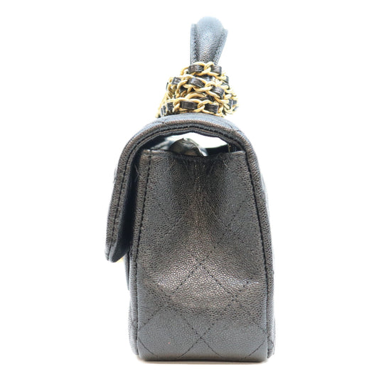 CHANEL シャネル 31番 AS2431 黒 キャビア ゴールド金具 トップハンドルミニマトラッセ20 ショルダーバッグ ショルダーバッグ