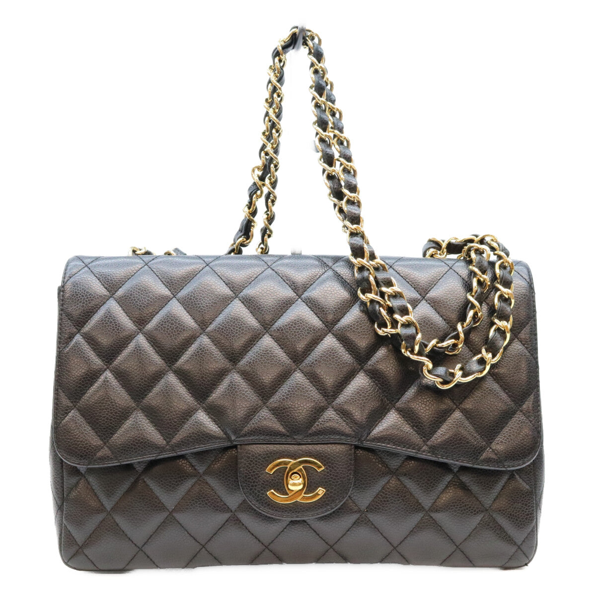 CHANEL シャネル 12番 A28600 黒 キャビア G金具 シングル デカマトラッセ30 ショルダーバッグ
