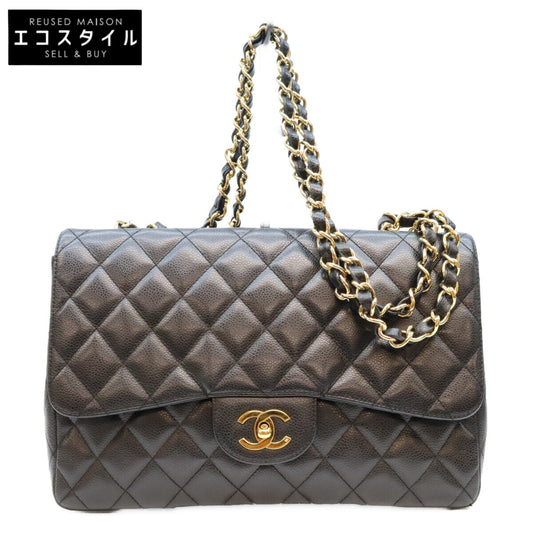 CHANEL シャネル 12番 A28600 黒 キャビア G金具 シングル デカマトラッセ30 ショルダーバッグ