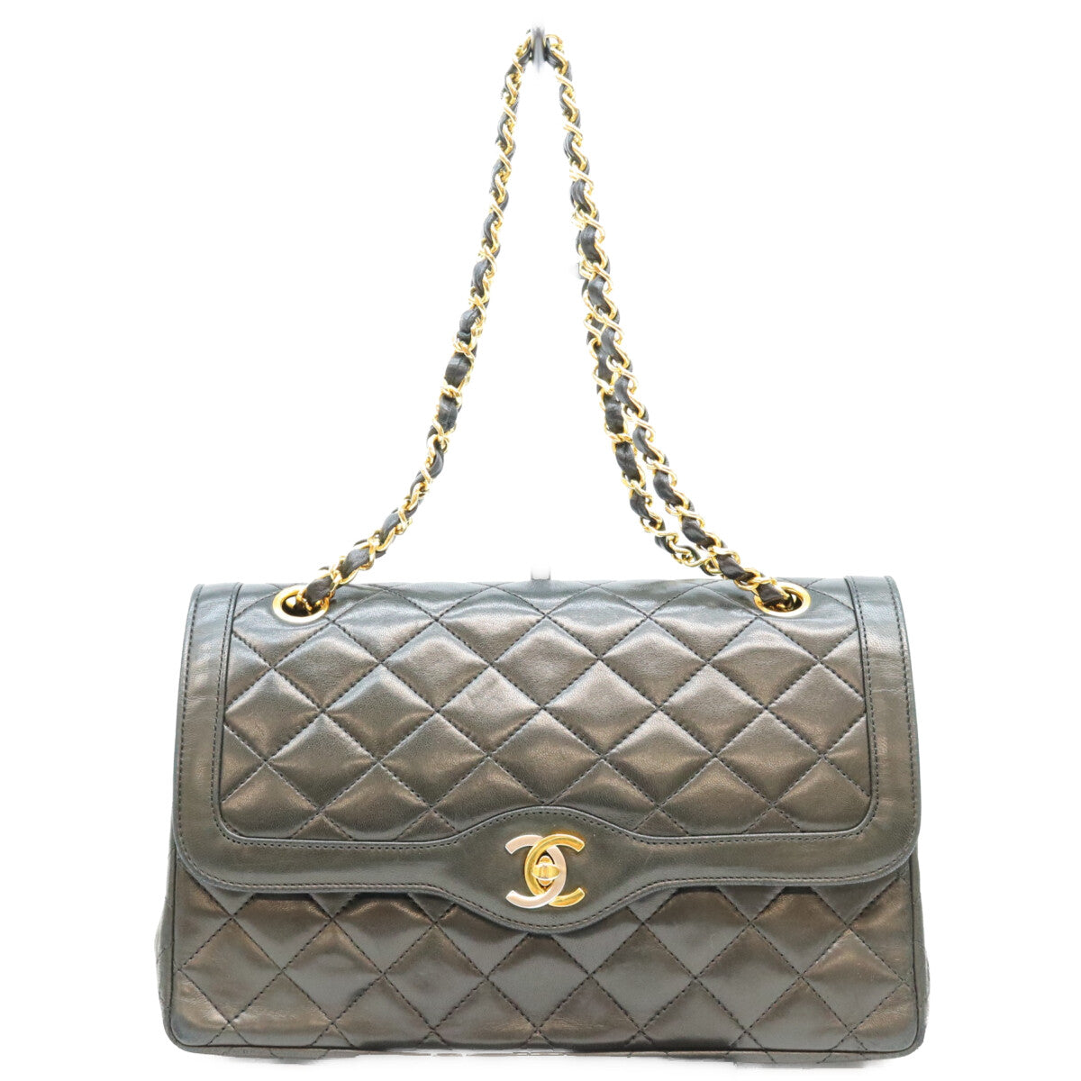 CHANEL シャネル 0番 黒 ラム パリ限定 Wフラップ マトラッセ26 ショルダーバッグ ショルダーバッグ