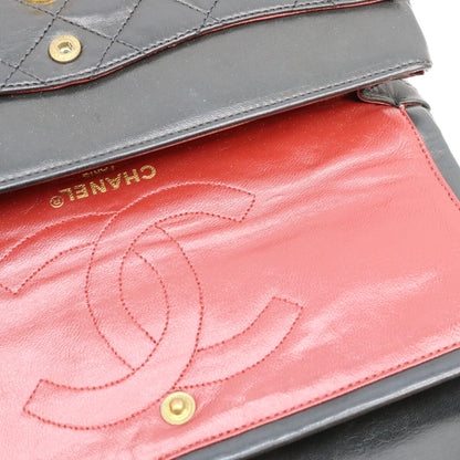 CHANEL シャネル 0番 黒 ラム パリ限定 Wフラップ マトラッセ26 ショルダーバッグ ショルダーバッグ