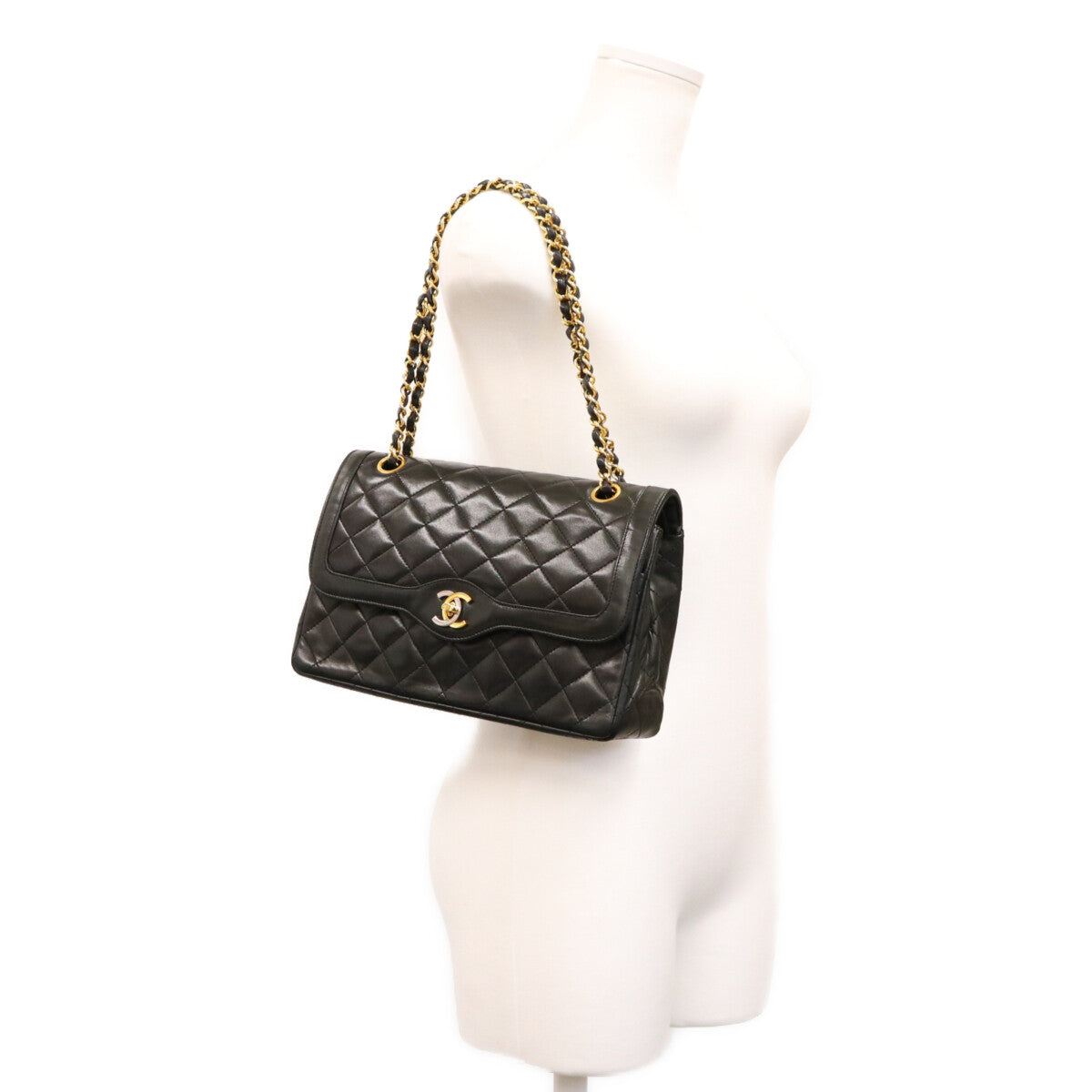 CHANEL シャネル 0番 黒 ラム パリ限定 Wフラップ マトラッセ26 ショルダーバッグ ショルダーバッグ