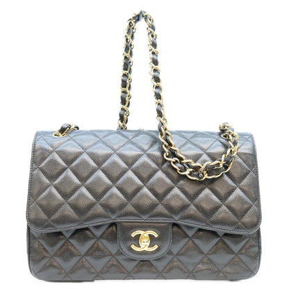 CHANEL シャネル A58600 29番 黒 キャビア G金具 Wフラップ デカマトラッセ30 ショルダーバッグ ショルダーバッグ