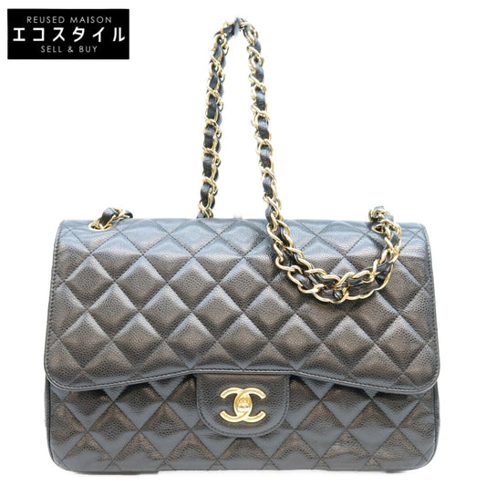 CHANEL シャネル A58600 29番 黒 キャビア G金具 Wフラップ デカマトラッセ30 ショルダーバッグ ショルダーバッグ