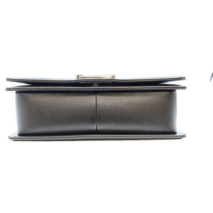 CHANEL シャネル A67086 黒 キャビア SV金具 ボーイシャネル25 ミディアム チェーンショルダーバッグ ショルダーバッグ