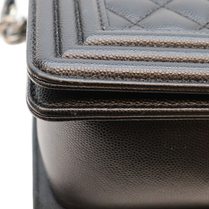 CHANEL シャネル A67086 黒 キャビア SV金具 ボーイシャネル25 ミディアム チェーンショルダーバッグ ショルダーバッグ
