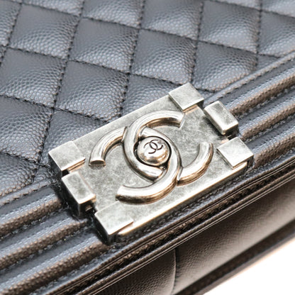 CHANEL シャネル A67086 黒 キャビア SV金具 ボーイシャネル25 ミディアム チェーンショルダーバッグ ショルダーバッグ