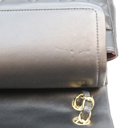 CHANEL シャネル 18番 A58600 黒 ラム G金具 Wフラップ デカマトラッセ30 ショルダーバック ショルダーバッグ