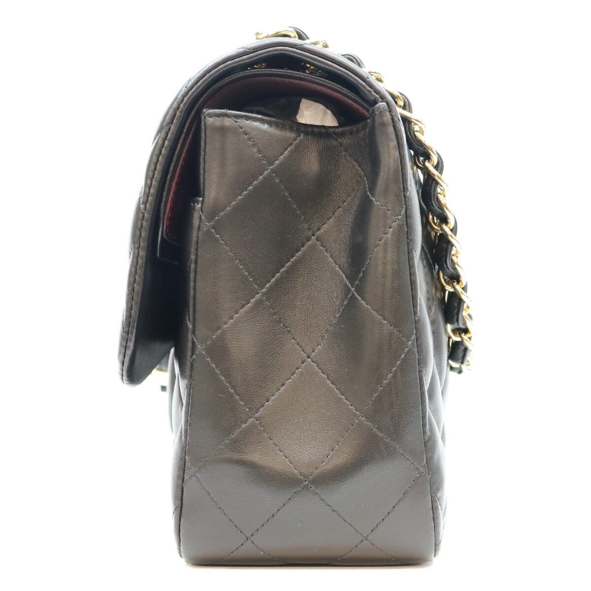 CHANEL シャネル 18番 A58600 黒 ラム G金具 Wフラップ デカマトラッセ30 ショルダーバック ショルダーバッグ
