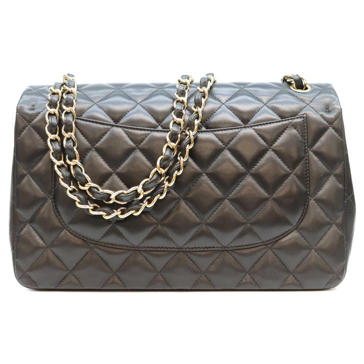 CHANEL シャネル 18番 A58600 黒 ラム G金具 Wフラップ デカマトラッセ30 ショルダーバック ショルダーバッグ