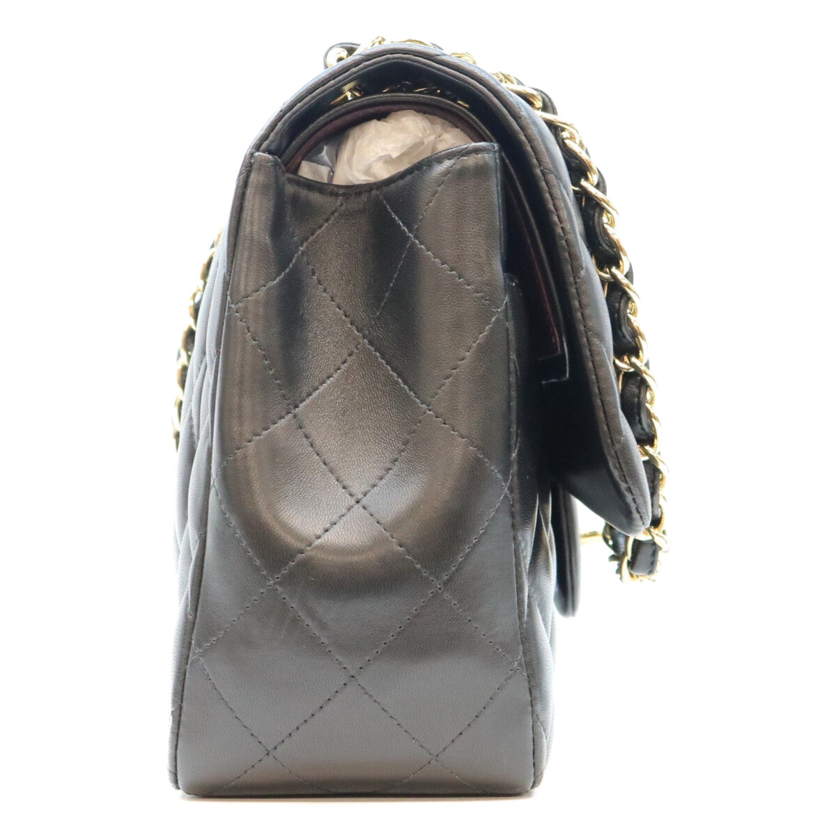 CHANEL シャネル 18番 A58600 黒 ラム G金具 Wフラップ デカマトラッセ30 ショルダーバック ショルダーバッグ