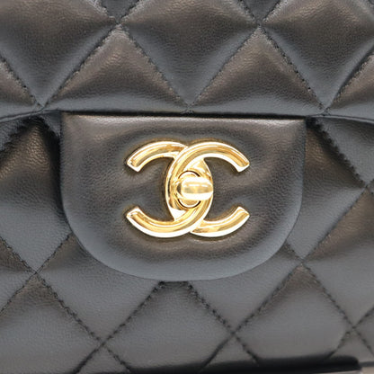 CHANEL シャネル 18番 A58600 黒 ラム G金具 Wフラップ デカマトラッセ30 ショルダーバック ショルダーバッグ
