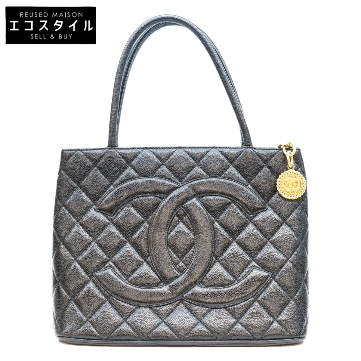 CHANEL シャネル 6番 A01804 黒 G金具 キャビア 復刻トートバッグ トートバッグ