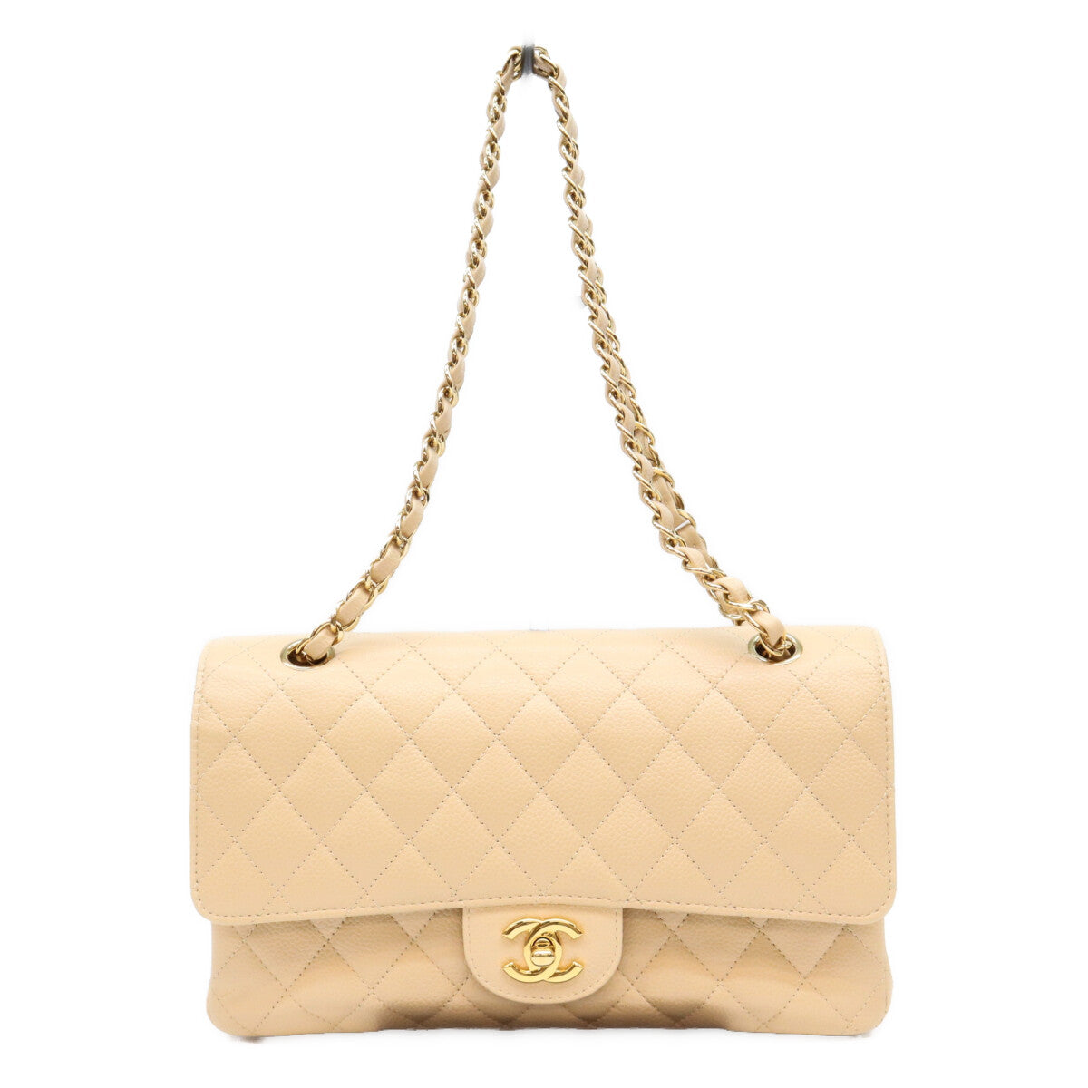 CHANEL シャネル 16番 A01112 ライトベージュ キャビア G金具 マトラッセ25 ショルダーバッグ ショルダーバッグ
