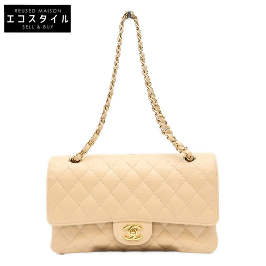 CHANEL シャネル 16番 A01112 ライトベージュ キャビア G金具 マトラッセ25 ショルダーバッグ ショルダーバッグ