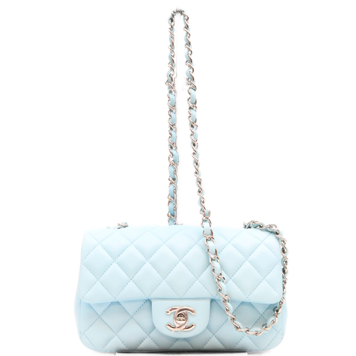 CHANEL シャネル 31番 A69900 サックスブルー ラム シルバー金具 ミニマトラッセ20 ミニクラシックフラップ ショルダーバッグ ショルダーバッグ