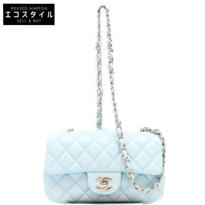 CHANEL シャネル 31番 A69900 サックスブルー ラム シルバー金具 ミニマトラッセ20 ミニクラシックフラップ ショルダーバッグ ショルダーバッグ